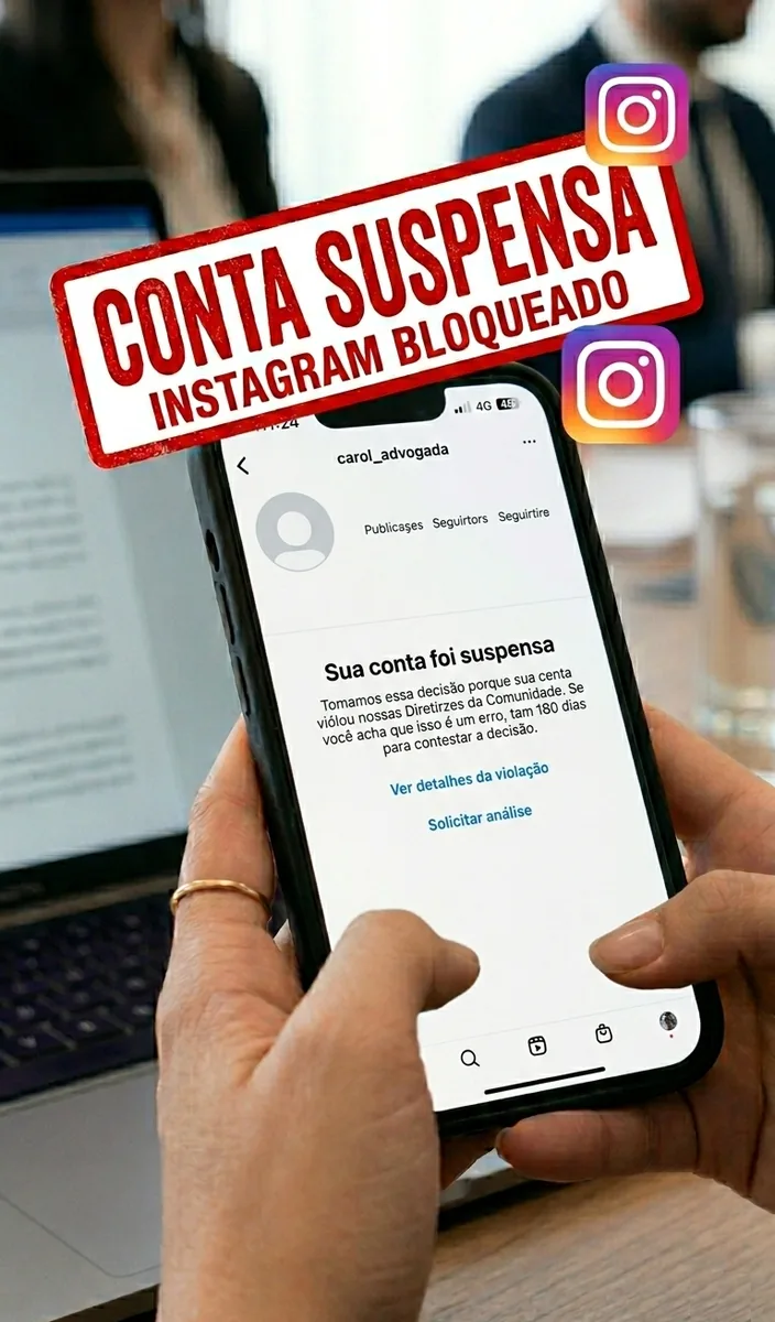 Conta do Instagram suspensa - tela de bloqueio